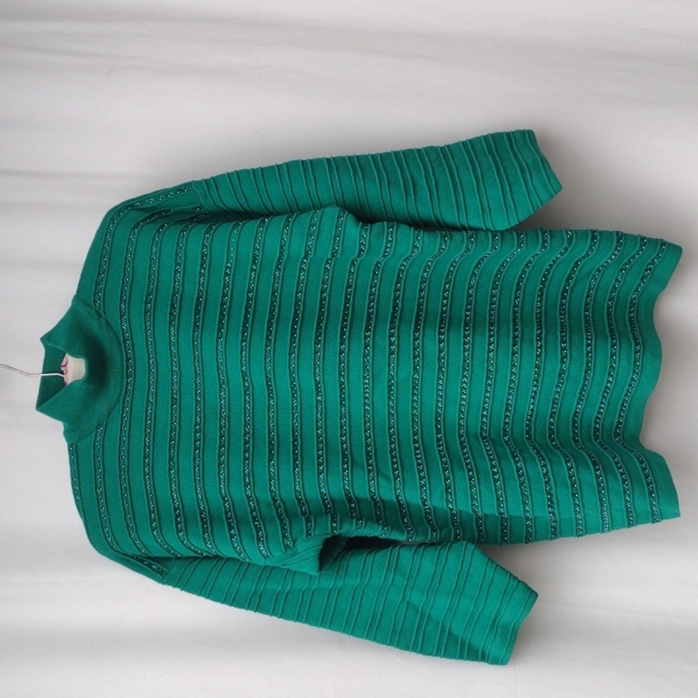 VTG Lisa Ashley Beaded Green Sweater L